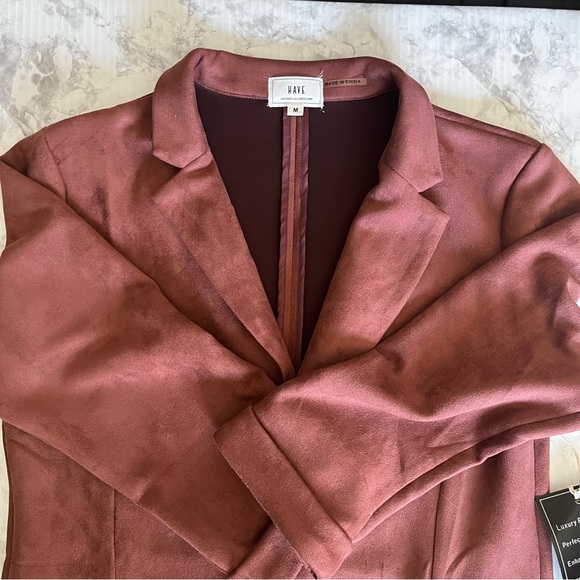 NWT Have Womens Size M Plum Mauve Open Overcoat w/ Faux Suede Look - Picture 7 of 9